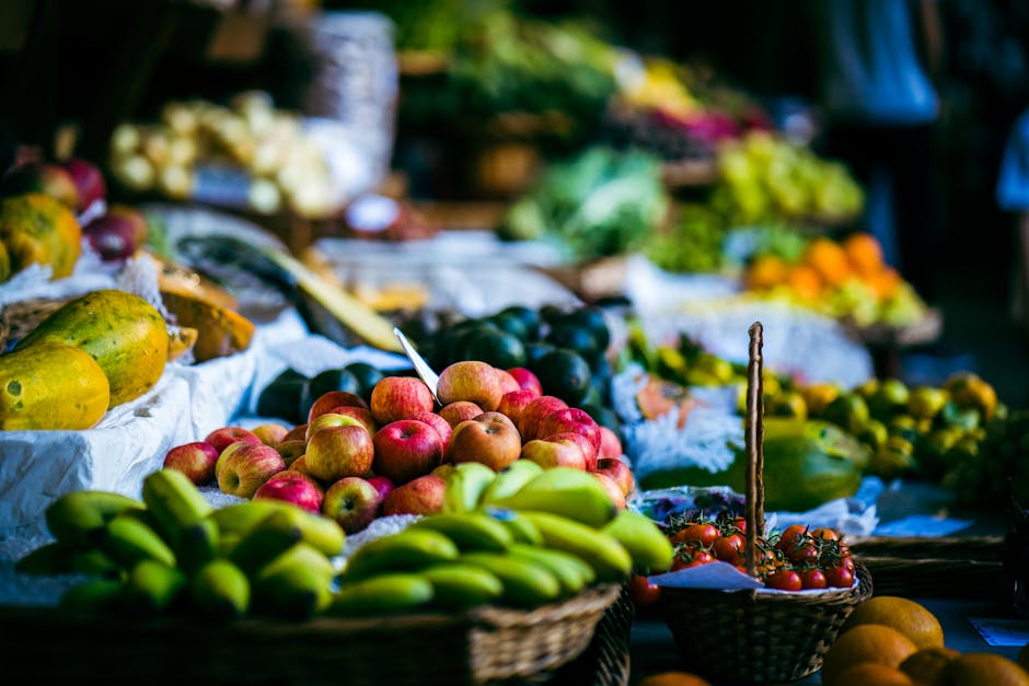 Fresh fruit display at Adelaide Central Market with seasonal produce