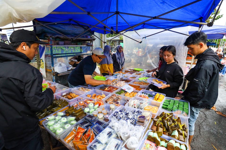 Asian food stalls at Adelaide Central Market Chinatown