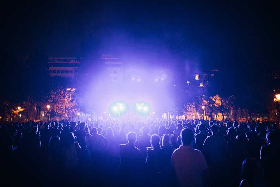 Adelaide Fringe outdoor crowd enjoying festival atmosphere at night