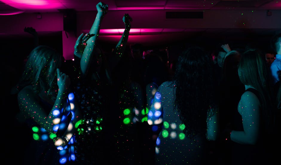 Nightclub dance floor with colourful lights in Adelaide