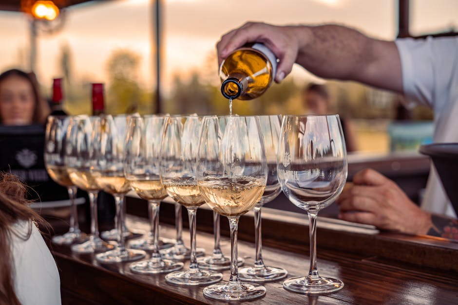 Wine bar evening atmosphere with glasses of South Australian wine