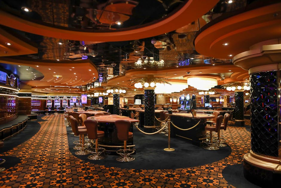 Casino entertainment venue with luxury gaming tables