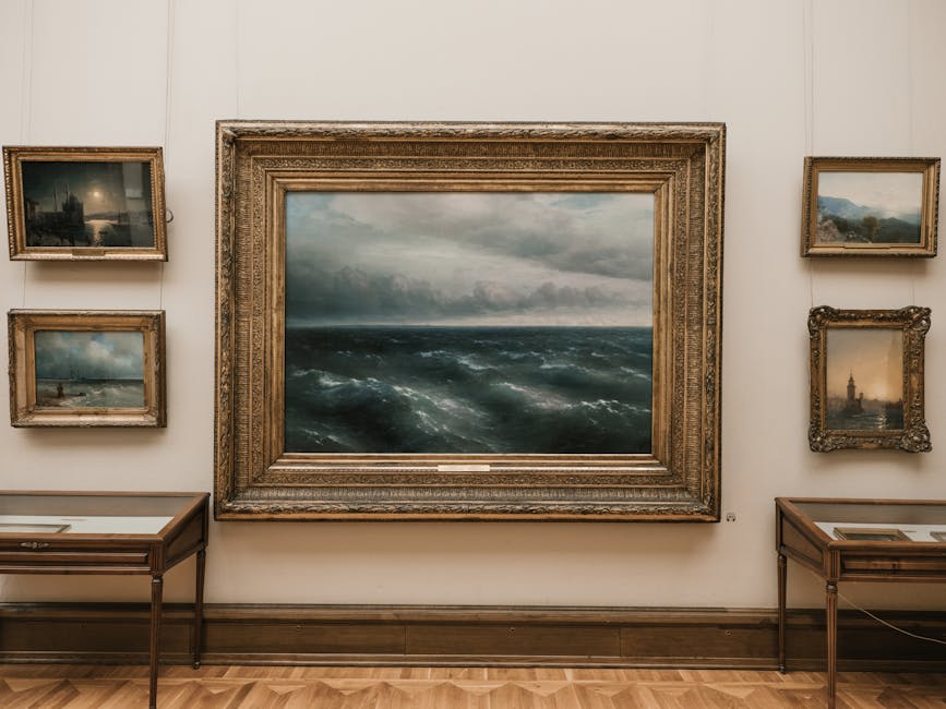 Art gallery with paintings on display at exhibition in Adelaide