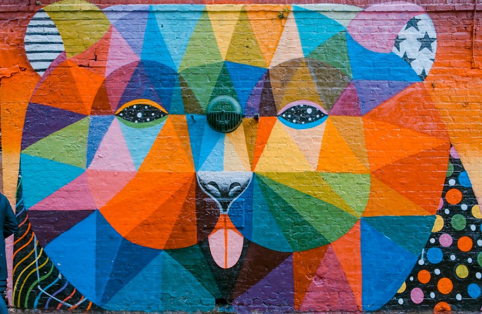 Colourful street art mural on building wall in Adelaide