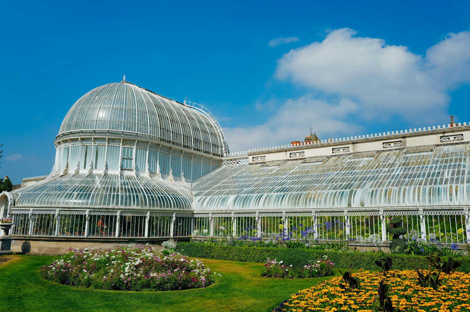 The historic Victorian Palm House glasshouse at the Adelaide Botanic Garden