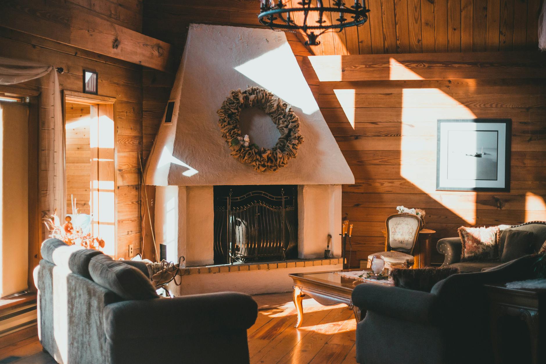 Cosy Adelaide Hills cottage interior with a wood fire