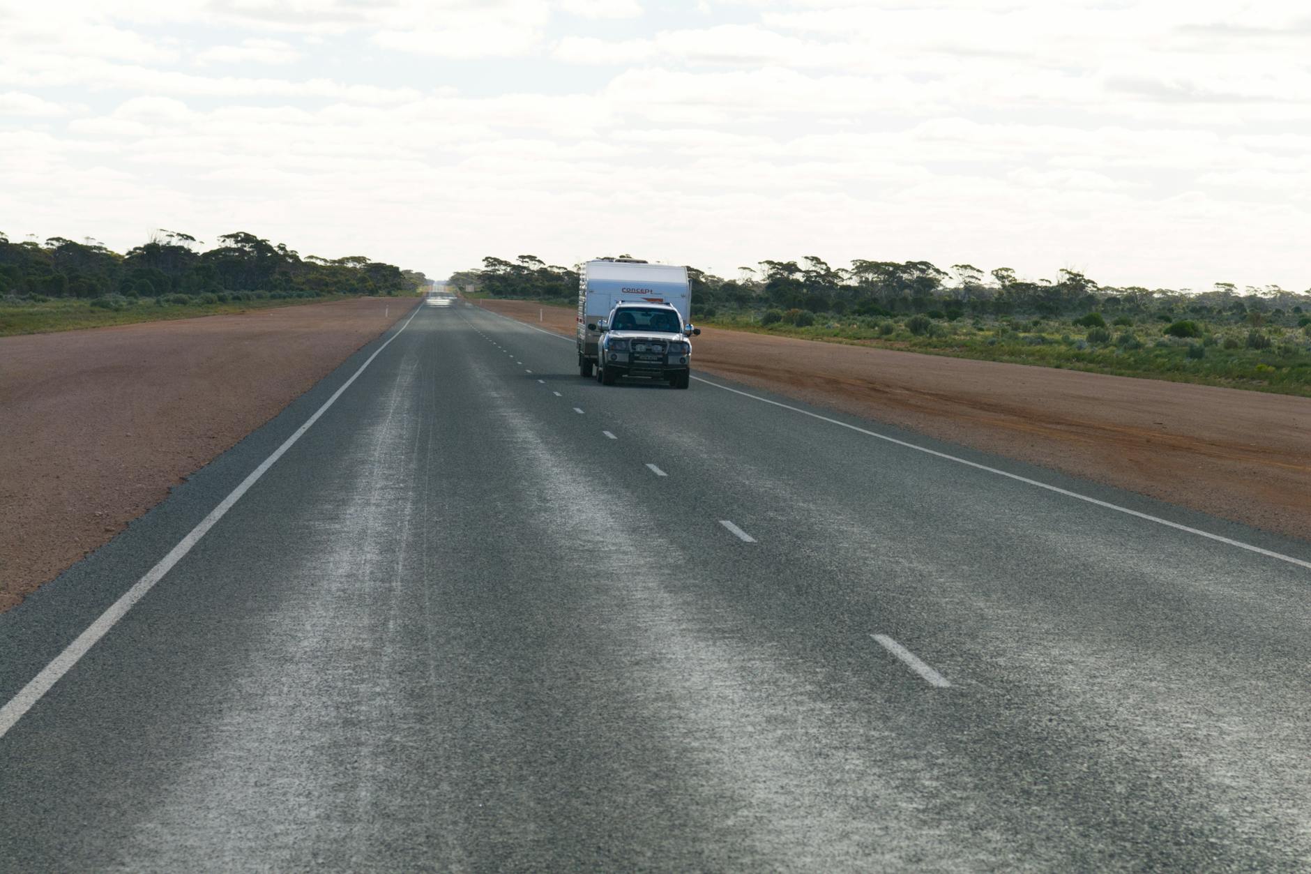 Long straight outback highway on the drive from Adelaide to the Flinders Ranges