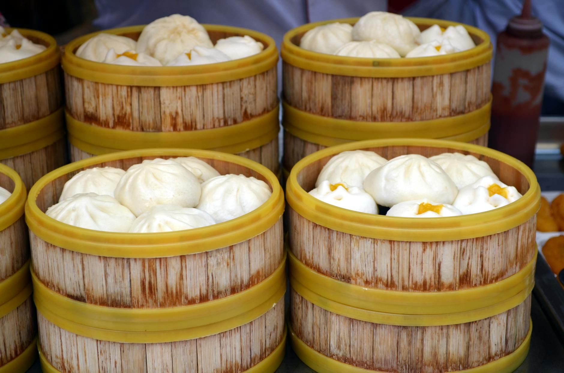 Steamer baskets of dumplings at a yum cha restaurant
