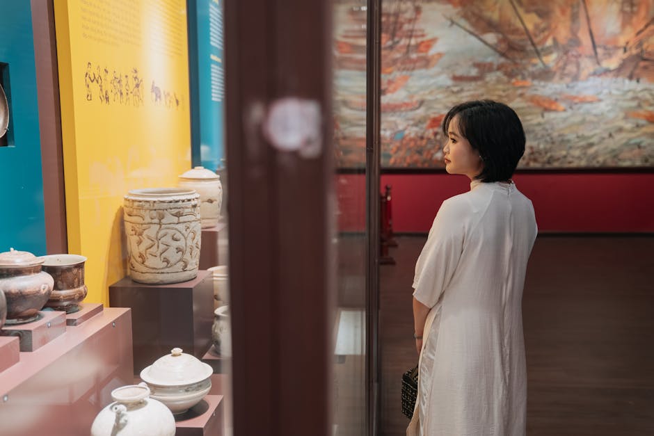 Asian art gallery with ceramics and traditional artworks at the Art Gallery of South Australia