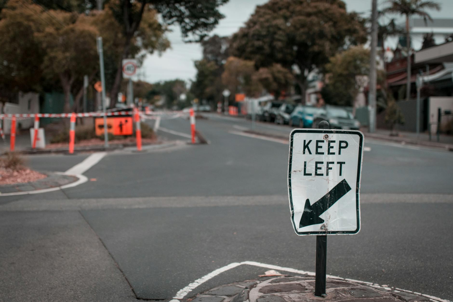 Driving on the left side of an Australian road with clear markings