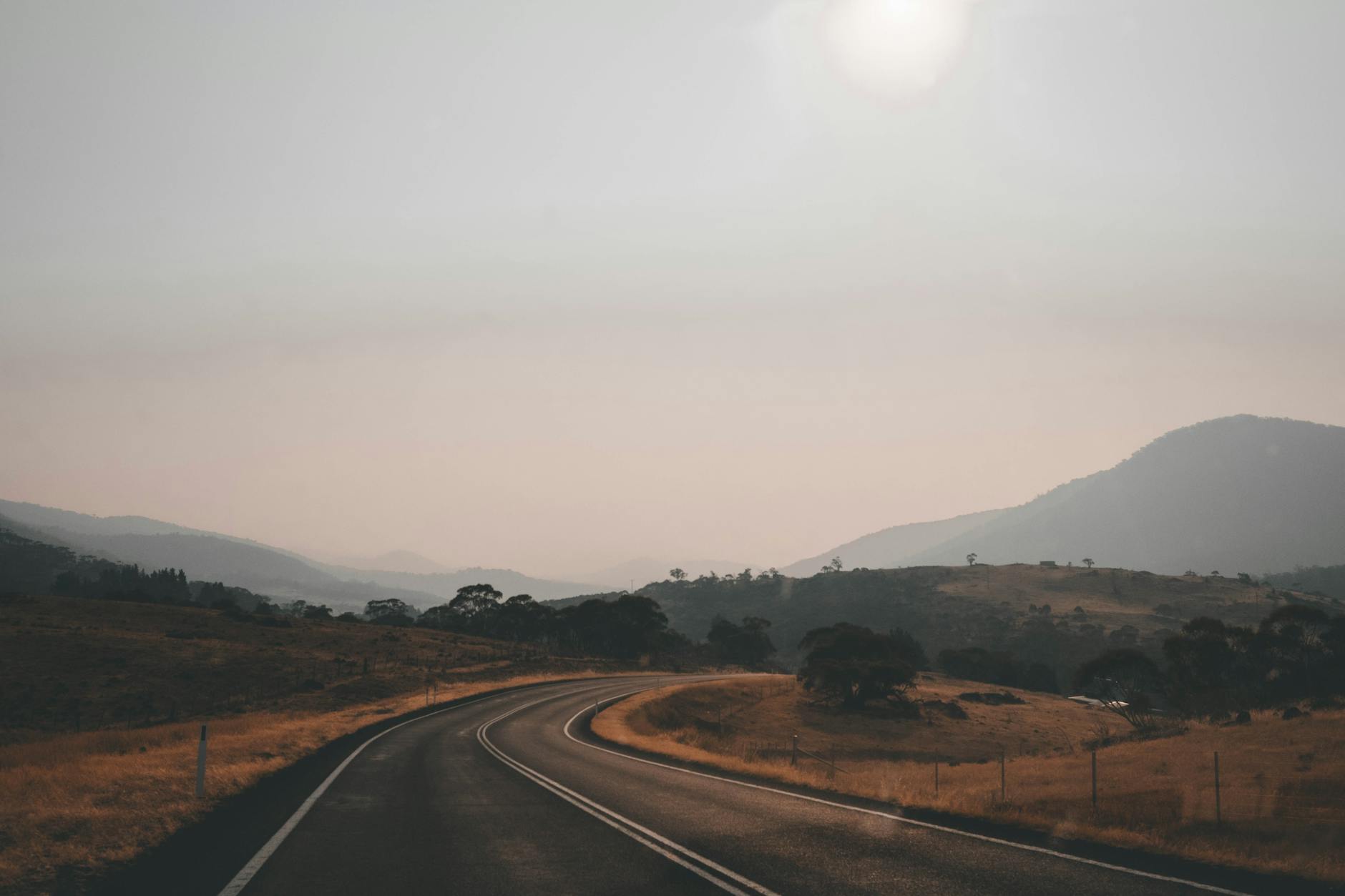 Australian highway road trip through open countryside