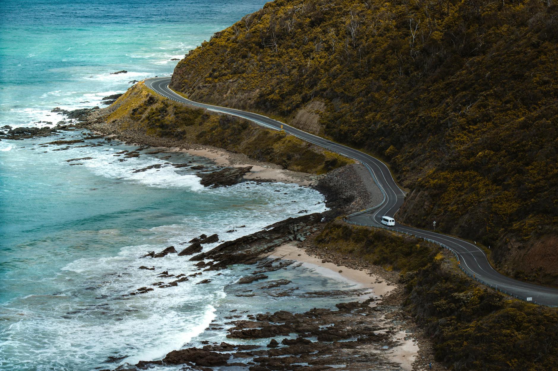 Scenic coastal road near Adelaide ideal for a hire car drive