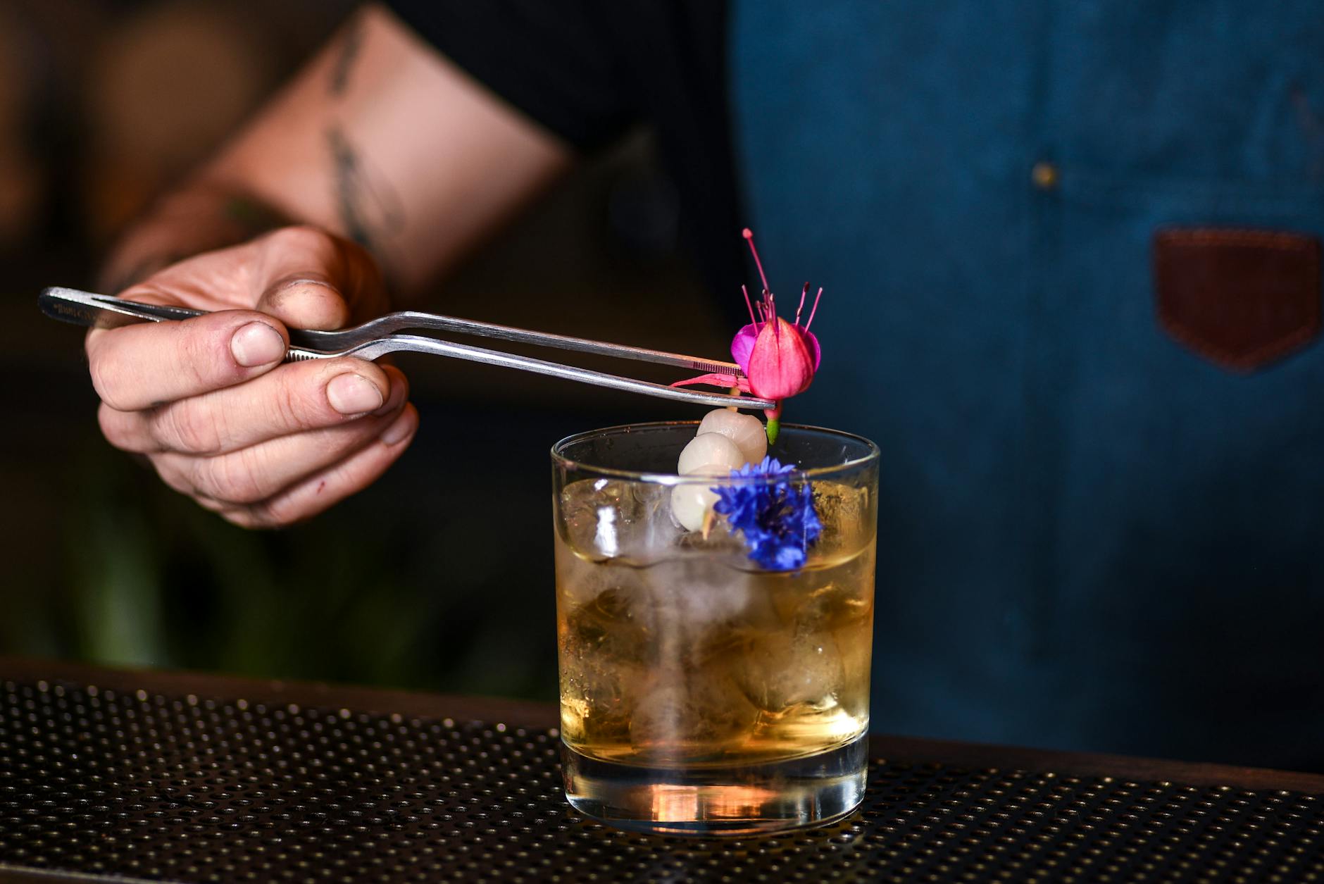 Close-up of craft cocktail with garnish at Adelaide laneway bar