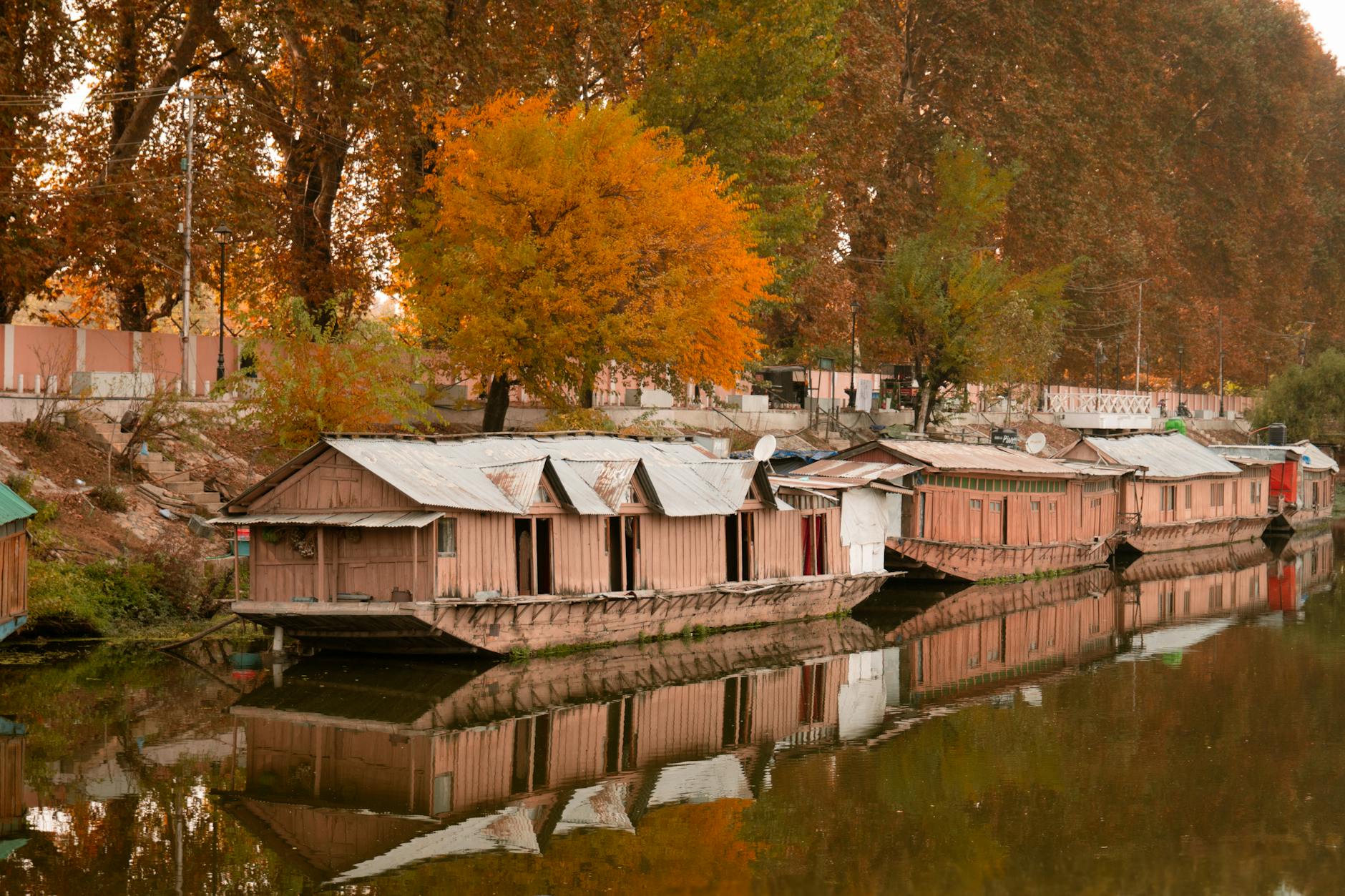 A houseboat moored on the Murray River bank at Mannum