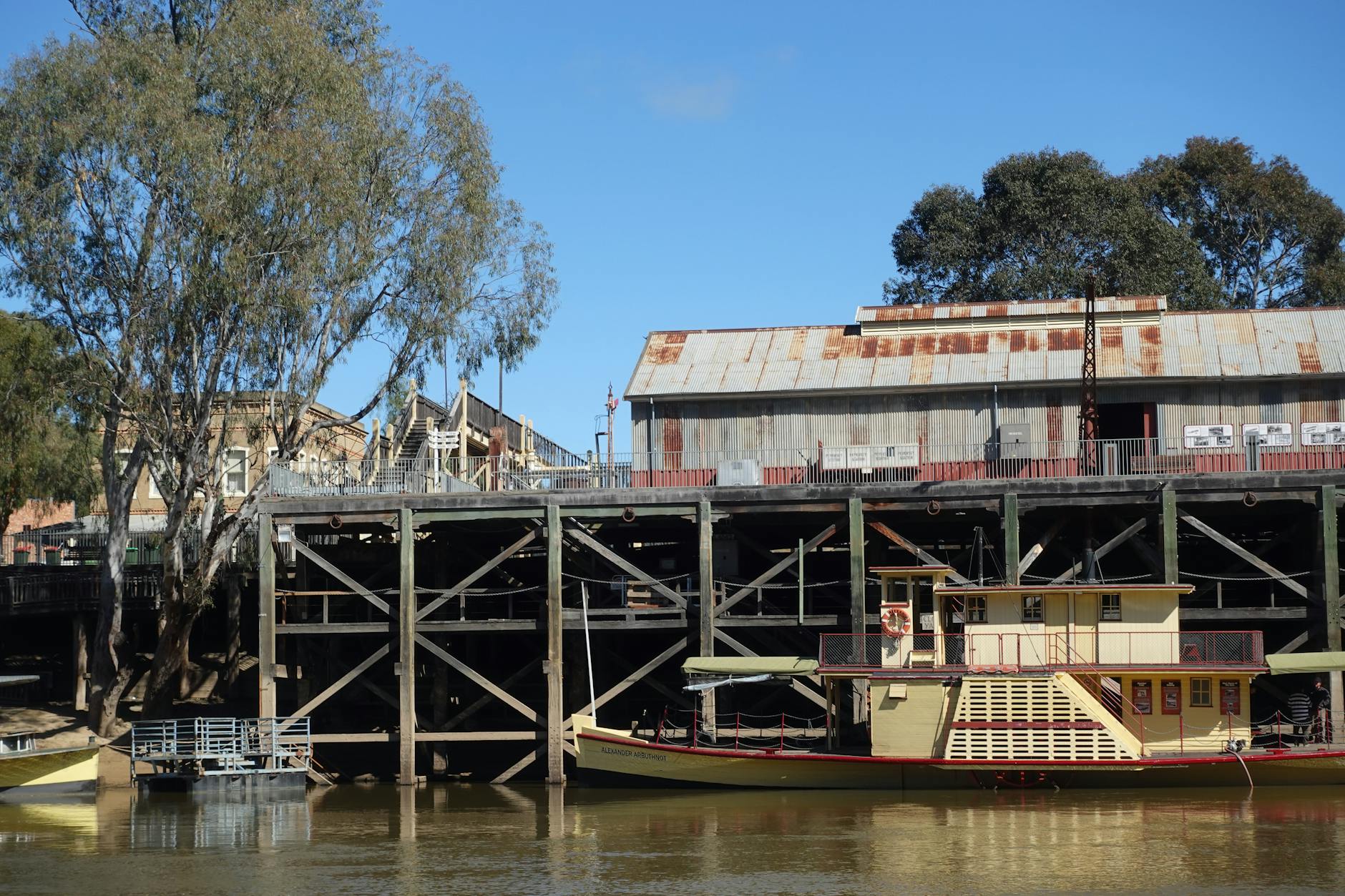 A paddle steamer cruising on the Murray River near Murray Bridge