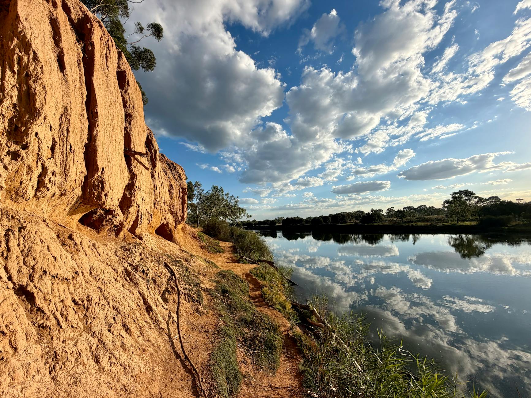 Towering limestone cliffs above the Murray River near Adelaide