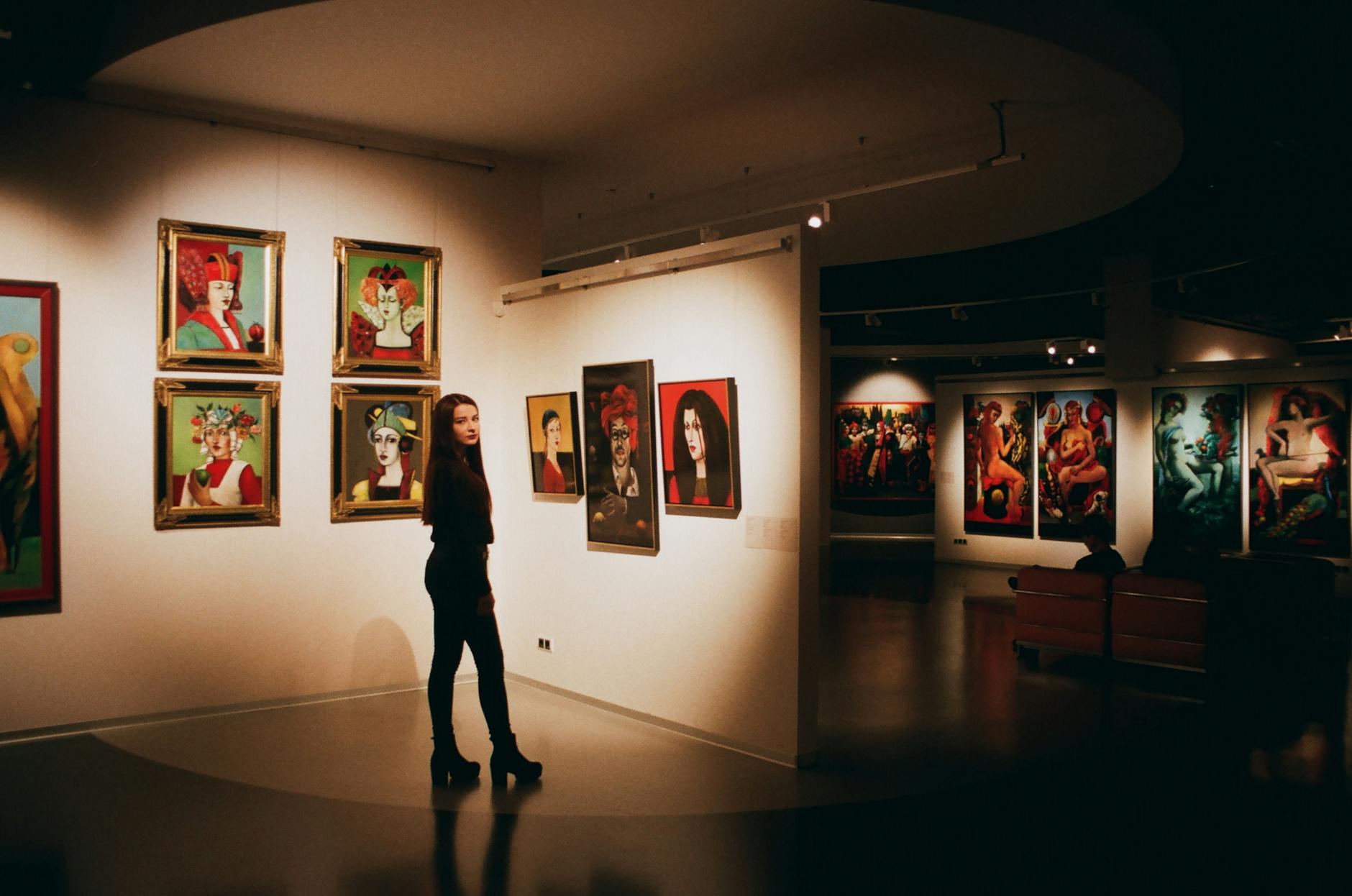 Gallery interior with paintings on display at the Art Gallery of South Australia
