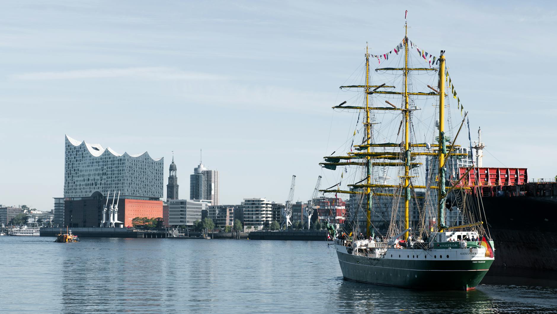 Tall ship moored on the Port River at Port Adelaide
