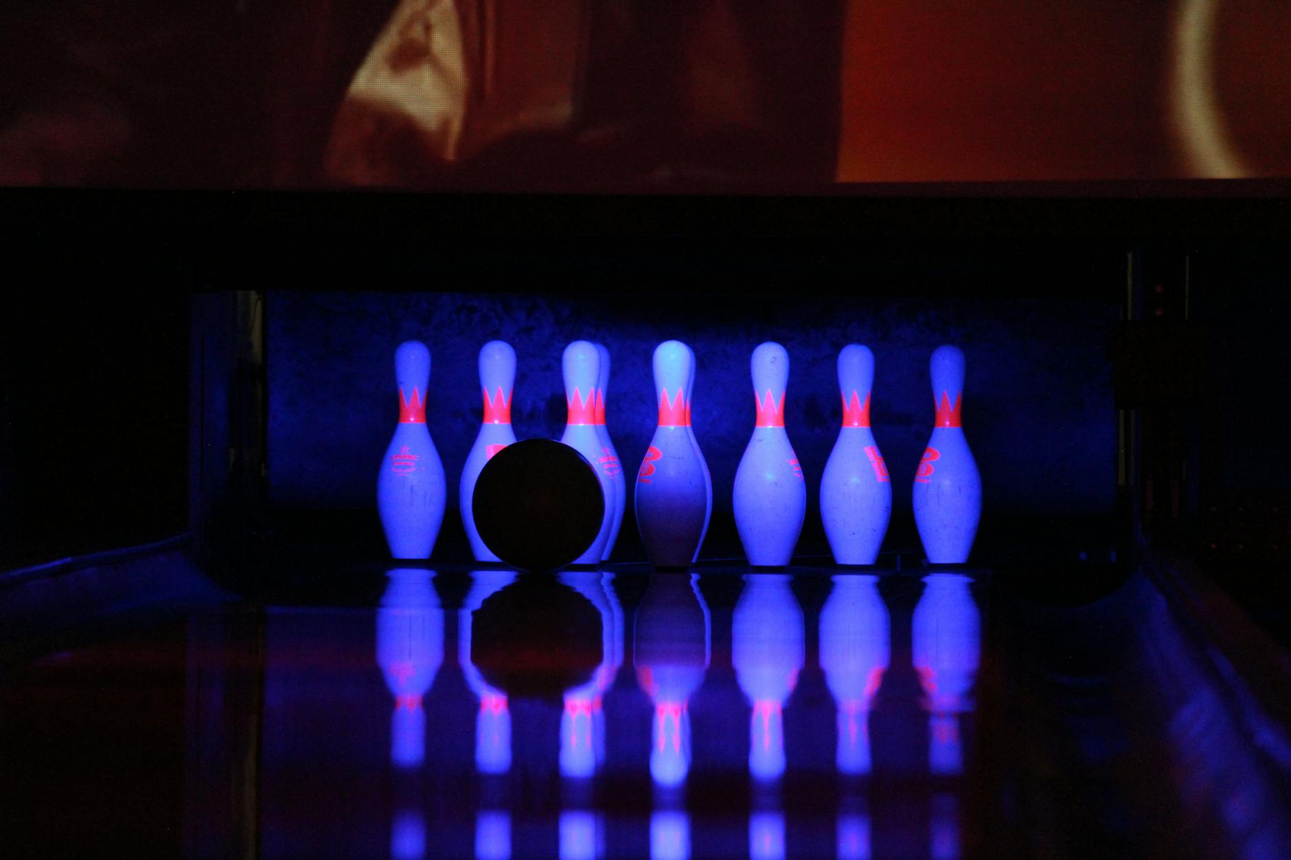 Bowling alley with colourful neon lights in Adelaide