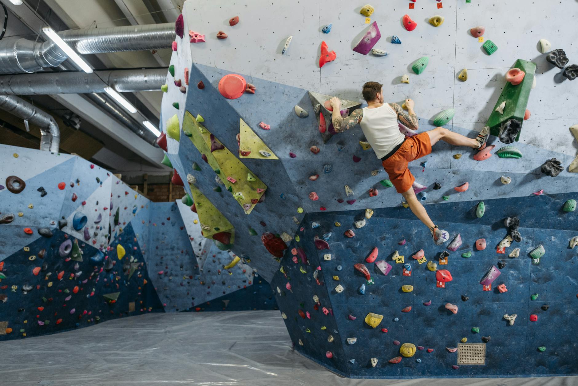 Indoor rock climbing wall at an Adelaide bouldering gym