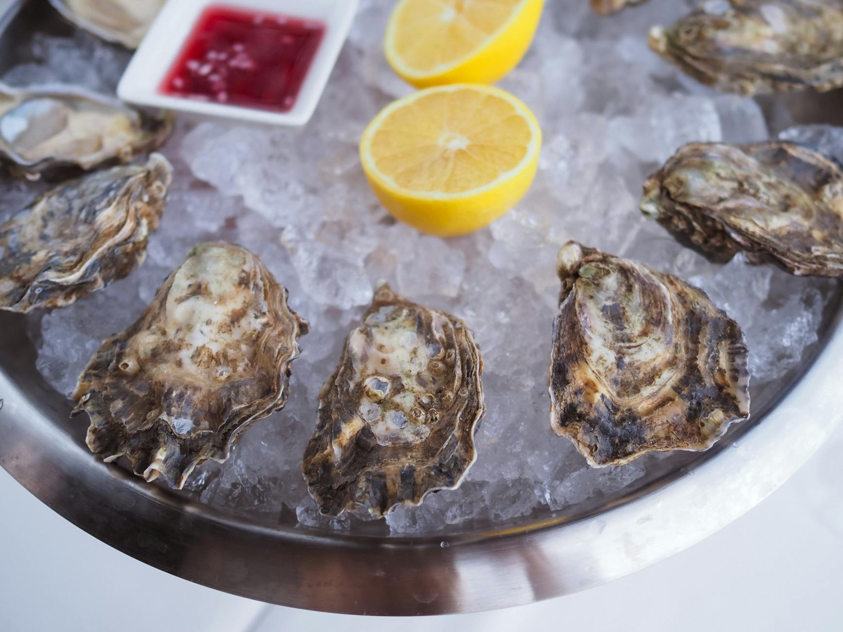 Fresh South Australian oysters and seafood platter on a waterfront table